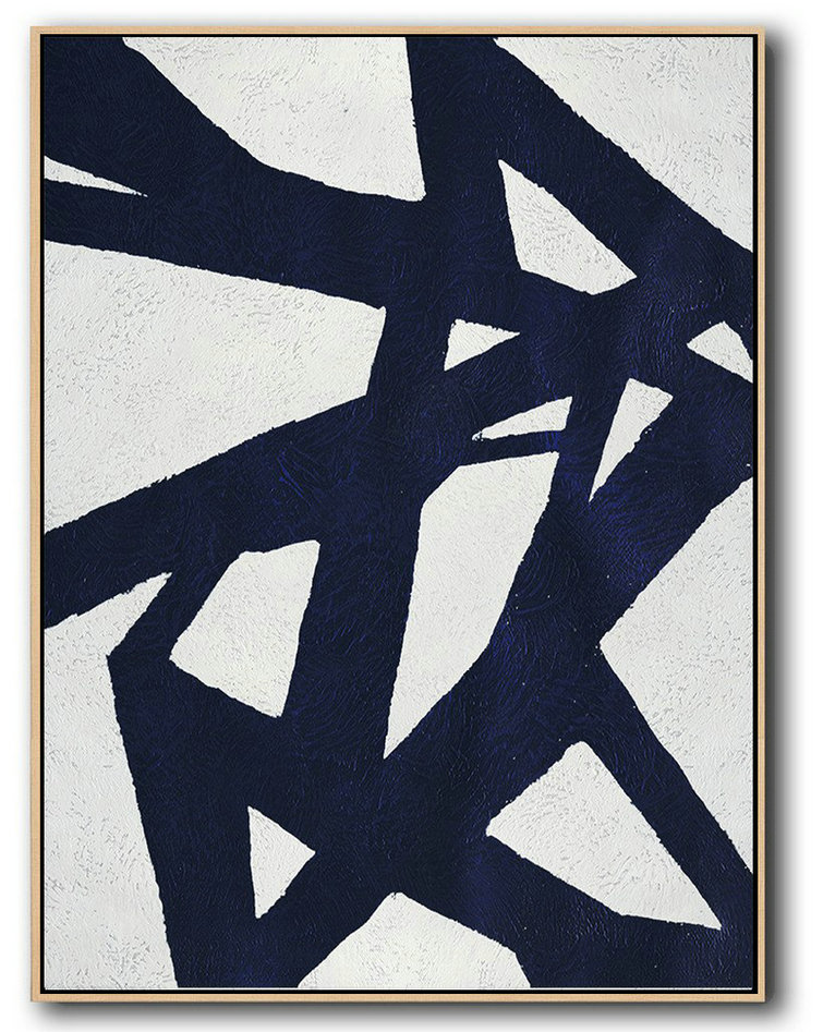Hand Made Abstract Art,Buy Hand Painted Navy Blue Abstract Painting Online,Wall Art Ideas For Living Room #S3Y4